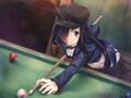 Hanako playing billiards with Hisao