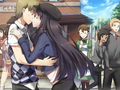 Hanako and Hisao sharing their real kiss in public