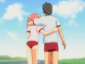 Emi helping Hisao finish his run