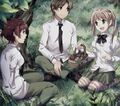 Hisao enjoying a picnic with Emi and Rin