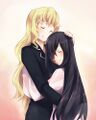 Lilly hugging Hanako