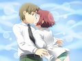 Rin abruptly kissing Hisao while escorting him out of her room