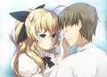 Lilly feeling Hisao's face in order to interpret what he looks like