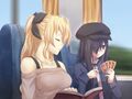 Hanako riding the train with Lilly and Hisao