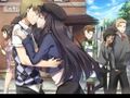 Hanako kissing Hisao in her good ending