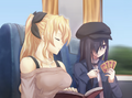 Lilly reading while Hanako plays poker with Hisao