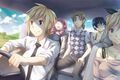 Hisao riding in a car with Shizune, Misha, Lilly, and Akira