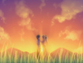 Lilly and Hisao on a grassy plain