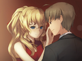 Lilly feeling Hisao's face on their date