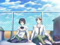 Hisao and Shizune sitting on the school roof