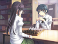 Shizune playing a chess against Hanako