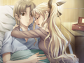 Lilly embracing Hisao after his second heart attack